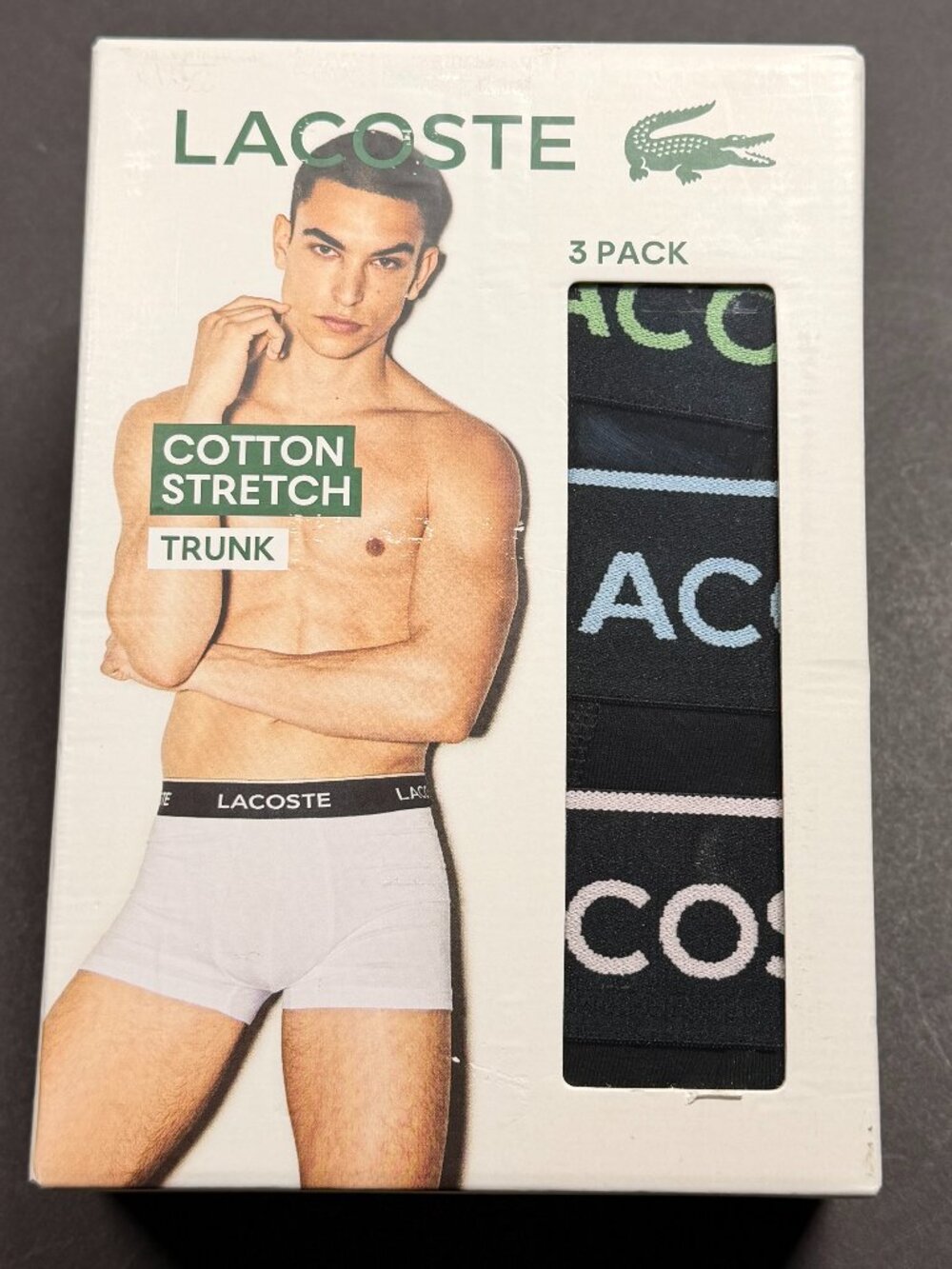 NWT Lacoste Cotton Stretch Trunk Style Boxer Brief - XL - Black - Set of 3